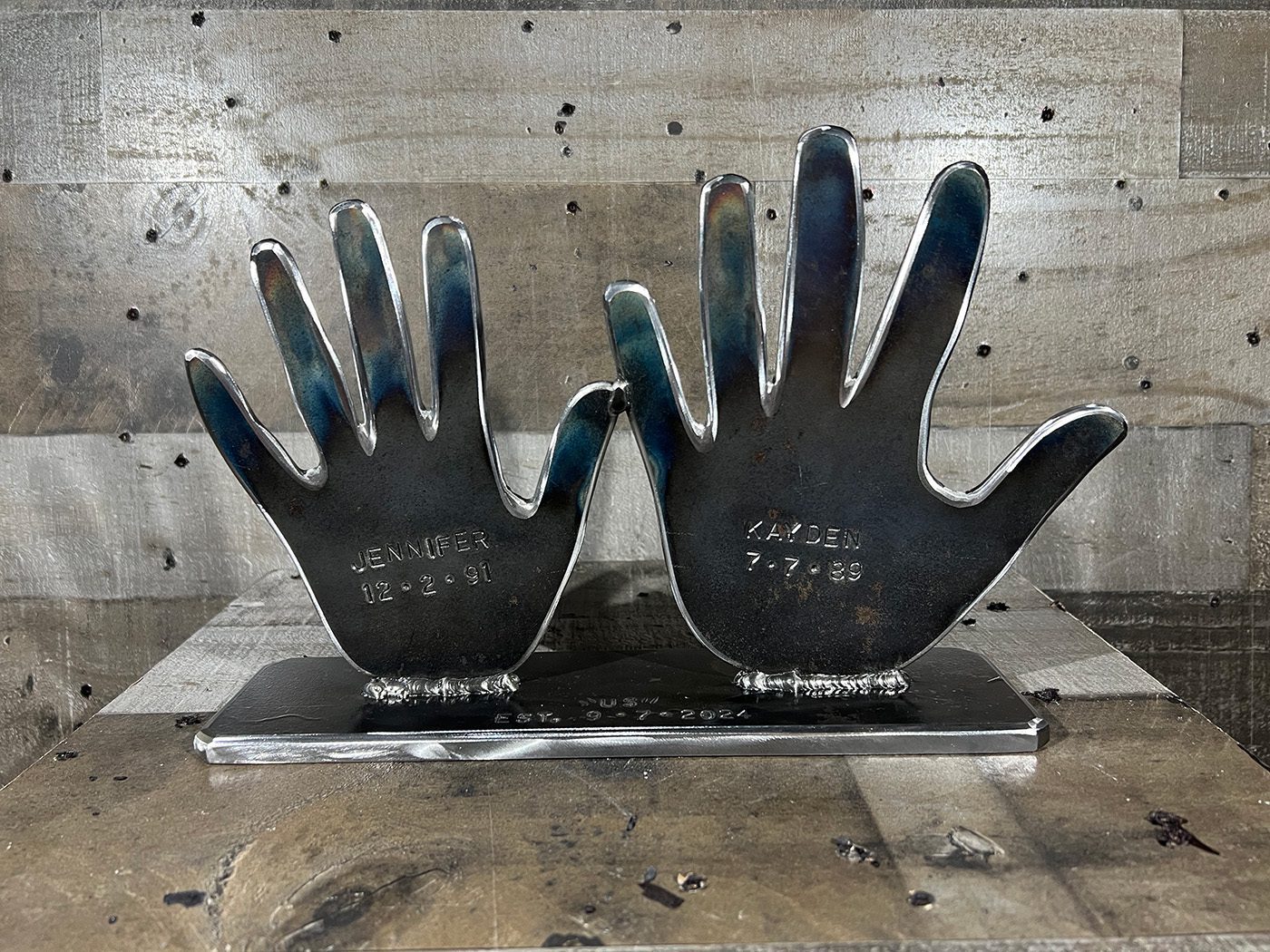 Family hands wedding gift